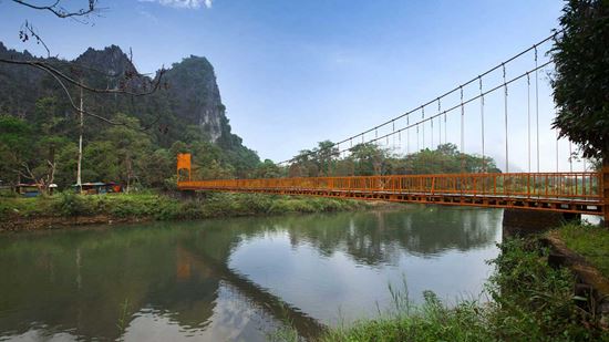 Orange bridge over the Nam Song River